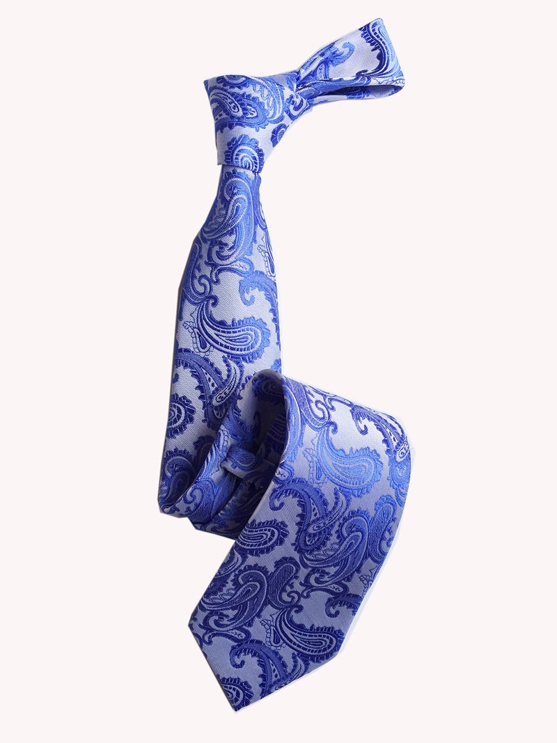 Secdtie Men's Royal Blue Silver Classic Skinny Silk Tie Luxury Dances Wedding Necktie - Image 4